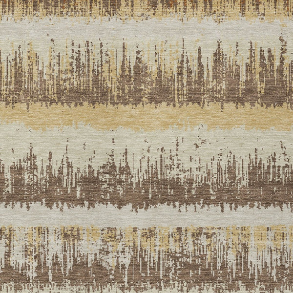 HomeRoots 5' Striped Washable Area Rug in Brown, Beige, and Ivory for Indoor & Outdoor Versatility and Style 5' X 8' 598365