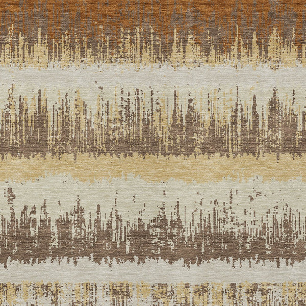 Homeroots 3' Striped Artichoke Green Beige Ivory Washable Area Rug For Indoor Outdoor Spaces, Durable Design 9' X 12' Polyester 598368