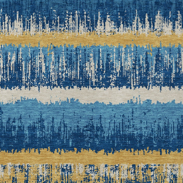 Homeroots 3' Striped Artichoke Green Beige Ivory Washable Area Rug For Indoor Outdoor Spaces, Durable Design 3' X 5' Polyester 598370