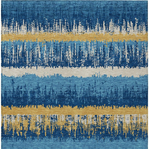 Homeroots 3' Striped Artichoke Green Beige Ivory Washable Area Rug For Indoor Outdoor Spaces, Durable Design 5' X 8' Polyester 598371