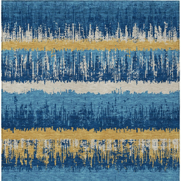 Homeroots 3' Striped Artichoke Green Beige Ivory Washable Area Rug For Indoor Outdoor Spaces, Durable Design 9' X 12' Polyester 598374