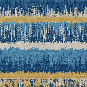 Homeroots 3' Striped Artichoke Green Beige Ivory Washable Area Rug For Indoor Outdoor Spaces, Durable Design 10' X 14' Polyester 598375