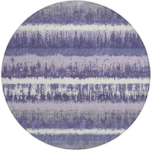 Homeroots 3' Striped Artichoke Green Beige Ivory Washable Area Rug For Indoor Outdoor Spaces, Durable Design 8' Round Polyester 598378