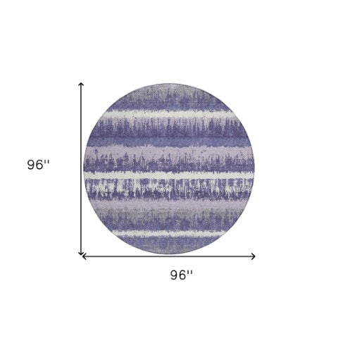 Homeroots 3' Striped Artichoke Green Beige Ivory Washable Area Rug For Indoor Outdoor Spaces, Durable Design 8' Round Polyester 598378