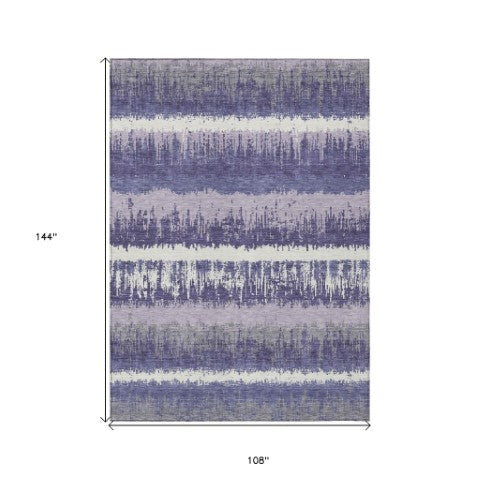 Homeroots 3' Striped Artichoke Green Beige Ivory Washable Area Rug For Indoor Outdoor Spaces, Durable Design 9' X 12' Polyester 598380