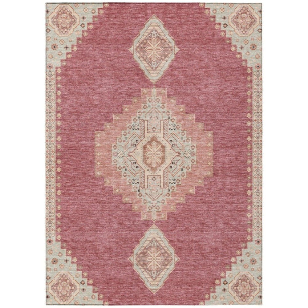 HomeRoots 5' Blush Gray and Beige Oriental Area Rug - Stylish, Washable, Durable for Indoor and Outdoor Spaces 10' X 14' 598393
