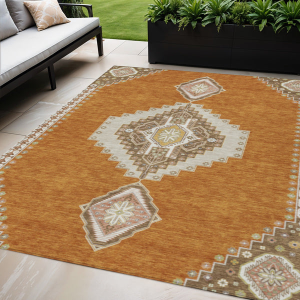 Homeroots 3' Black Gold And Gray Oriental Rug - Stylish Washable Indoor Outdoor Area Rug For Any Space 5' X 8' Polyester 598395