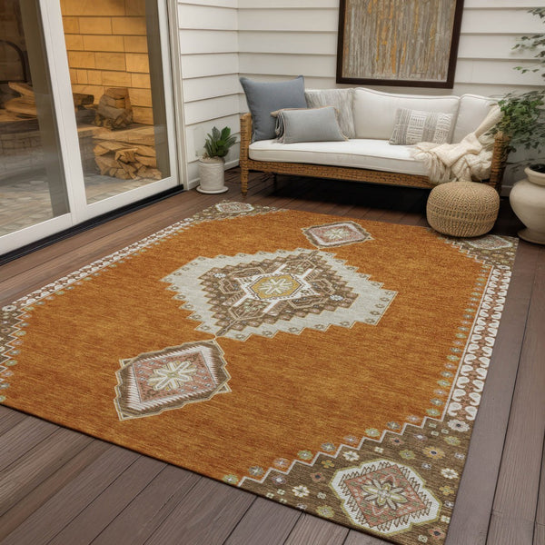 Homeroots 3' Black Gold And Gray Oriental Rug - Stylish Washable Indoor Outdoor Area Rug For Any Space 5' X 8' Polyester 598395