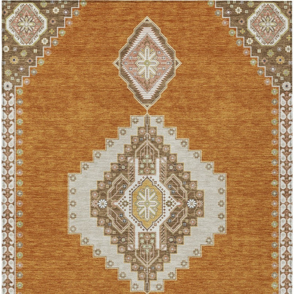 Homeroots 3' Black Gold And Gray Oriental Rug - Stylish Washable Indoor Outdoor Area Rug For Any Space 8' X 10' Polyester 598397