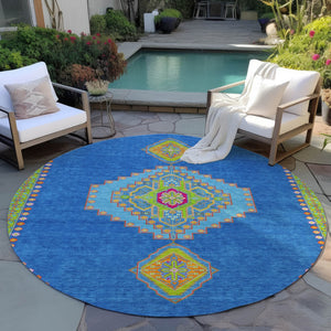 Homeroots 3' Black Gold And Gray Oriental Rug - Stylish Washable Indoor Outdoor Area Rug For Any Space 8' Round Polyester 598402