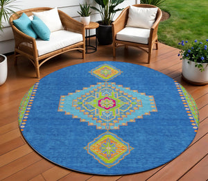 Homeroots 3' Black Gold And Gray Oriental Rug - Stylish Washable Indoor Outdoor Area Rug For Any Space 8' Round Polyester 598402