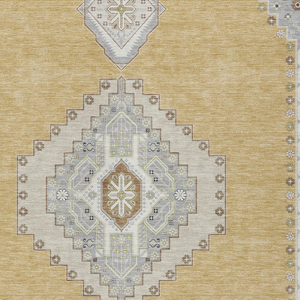 Homeroots 3' Black Gold And Gray Oriental Rug - Stylish Washable Indoor Outdoor Area Rug For Any Space 3' X 5' Polyester 598406