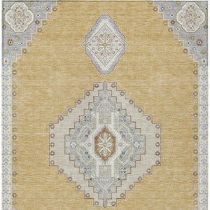 Homeroots 3' Black Gold And Gray Oriental Rug - Stylish Washable Indoor Outdoor Area Rug For Any Space 5' X 8' Polyester 598407