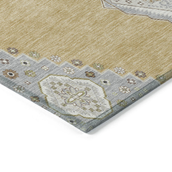 Homeroots 3' Black Gold And Gray Oriental Rug - Stylish Washable Indoor Outdoor Area Rug For Any Space 8' X 10' Polyester 598409