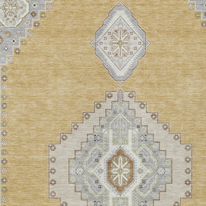 Homeroots 3' Black Gold And Gray Oriental Rug - Stylish Washable Indoor Outdoor Area Rug For Any Space 8' X 10' Polyester 598409