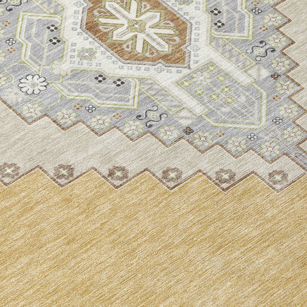 Homeroots 3' Black Gold And Gray Oriental Rug - Stylish Washable Indoor Outdoor Area Rug For Any Space 9' X 12' Polyester 598410