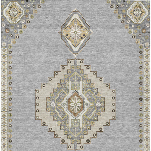 Homeroots 3' Black Gold And Gray Oriental Rug - Stylish Washable Indoor Outdoor Area Rug For Any Space 3' X 5' Polyester 598412