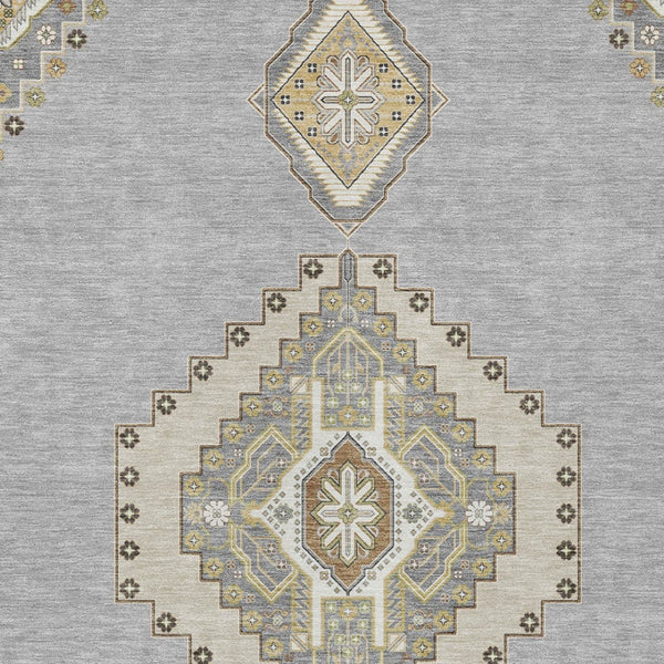 Homeroots 3' Black Gold And Gray Oriental Rug - Stylish Washable Indoor Outdoor Area Rug For Any Space 3' X 5' Polyester 598412
