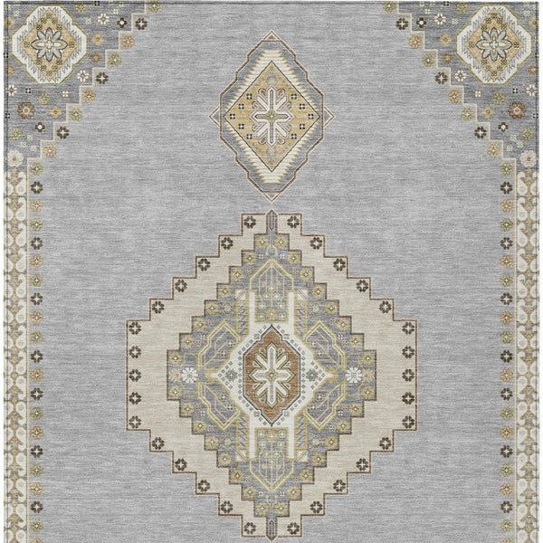 Homeroots 3' Black Gold And Gray Oriental Rug - Stylish Washable Indoor Outdoor Area Rug For Any Space 9' X 12' Polyester 598416