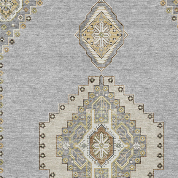 Homeroots 3' Black Gold And Gray Oriental Rug - Stylish Washable Indoor Outdoor Area Rug For Any Space 9' X 12' Polyester 598416