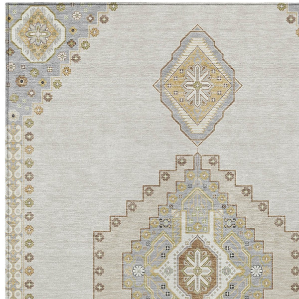 Homeroots 3' Black Gold And Gray Oriental Rug - Stylish Washable Indoor Outdoor Area Rug For Any Space 3' X 5' Polyester 598418