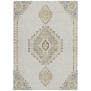 Homeroots 3' Black Gold And Gray Oriental Rug - Stylish Washable Indoor Outdoor Area Rug For Any Space 5' X 8' Polyester 598419