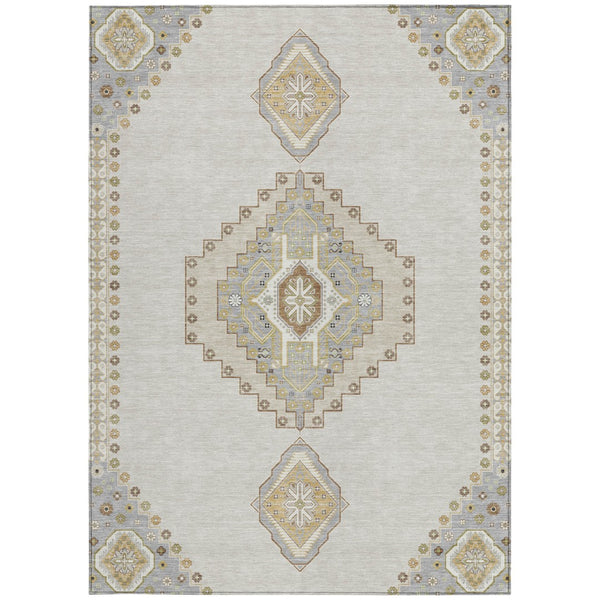 Homeroots 3' Black Gold And Gray Oriental Rug - Stylish Washable Indoor Outdoor Area Rug For Any Space 5' X 8' Polyester 598419
