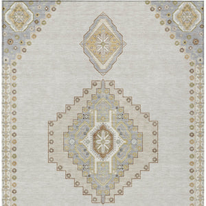 Homeroots 3' Black Gold And Gray Oriental Rug - Stylish Washable Indoor Outdoor Area Rug For Any Space 8' X 10' Polyester 598421