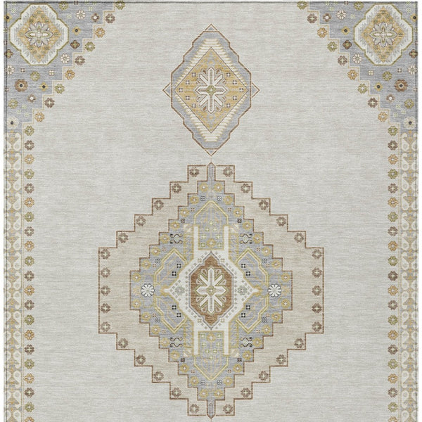 Homeroots 3' Black Gold And Gray Oriental Rug - Stylish Washable Indoor Outdoor Area Rug For Any Space 8' X 10' Polyester 598421