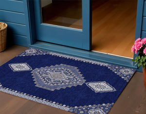 Homeroots 3' Black Gold And Gray Oriental Rug - Stylish Washable Indoor Outdoor Area Rug For Any Space 3' X 5' Polyester 598424