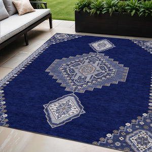 Homeroots 3' Black Gold And Gray Oriental Rug - Stylish Washable Indoor Outdoor Area Rug For Any Space 5' X 8' Polyester 598425