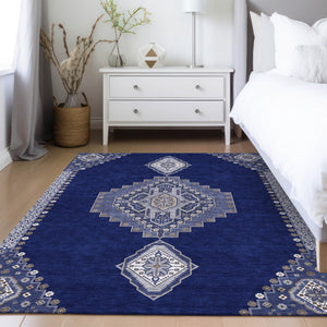 Homeroots 3' Black Gold And Gray Oriental Rug - Stylish Washable Indoor Outdoor Area Rug For Any Space 5' X 8' Polyester 598425