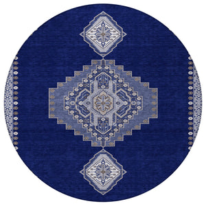 Homeroots 3' Black Gold And Gray Oriental Rug - Stylish Washable Indoor Outdoor Area Rug For Any Space 8' Round Polyester 598426