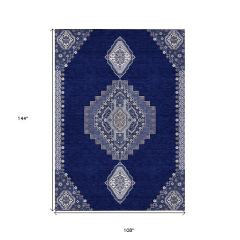 Homeroots 3' Black Gold And Gray Oriental Rug - Stylish Washable Indoor Outdoor Area Rug For Any Space 9' X 12' Polyester 598428