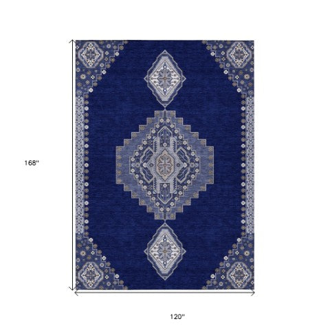 Homeroots 3' Black Gold And Gray Oriental Rug - Stylish Washable Indoor Outdoor Area Rug For Any Space 10' X 14' Polyester 598429