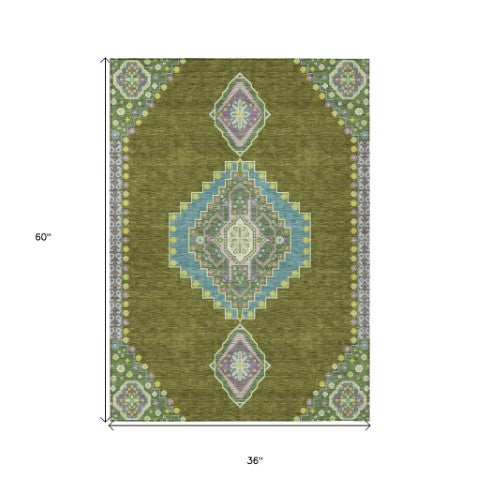 Homeroots 3' Black Gold And Gray Oriental Rug - Stylish Washable Indoor Outdoor Area Rug For Any Space 3' X 5' Polyester 598430