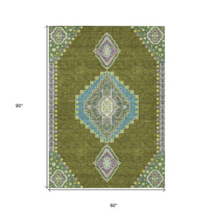 Homeroots 3' Black Gold And Gray Oriental Rug - Stylish Washable Indoor Outdoor Area Rug For Any Space 5' X 8' Polyester 598431