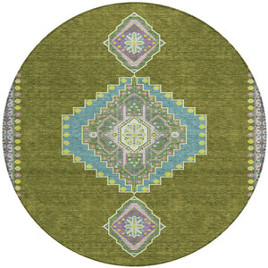 Homeroots 3' Black Gold And Gray Oriental Rug - Stylish Washable Indoor Outdoor Area Rug For Any Space 8' Round Polyester 598432