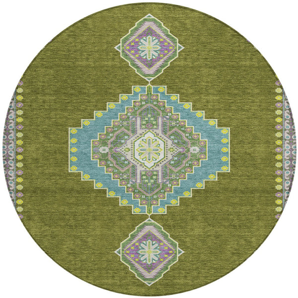 Homeroots 3' Black Gold And Gray Oriental Rug - Stylish Washable Indoor Outdoor Area Rug For Any Space 8' Round Polyester 598432