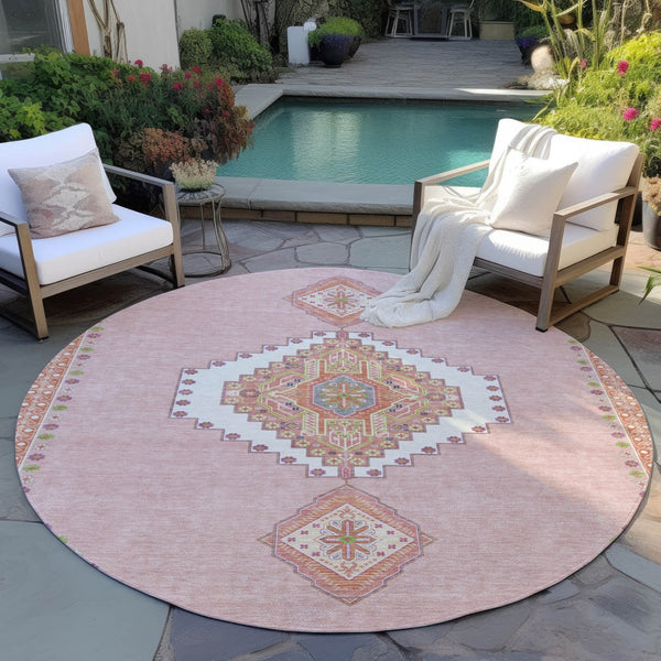Homeroots 3' Black Gold And Gray Oriental Rug - Stylish Washable Indoor Outdoor Area Rug For Any Space 8' Round Polyester 598438