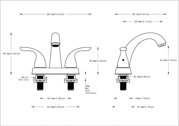 English Elm Bathroom Widespread Two Handle Faucet with Supply Lines and Pop up Drain Included Matt Black B2724P499384