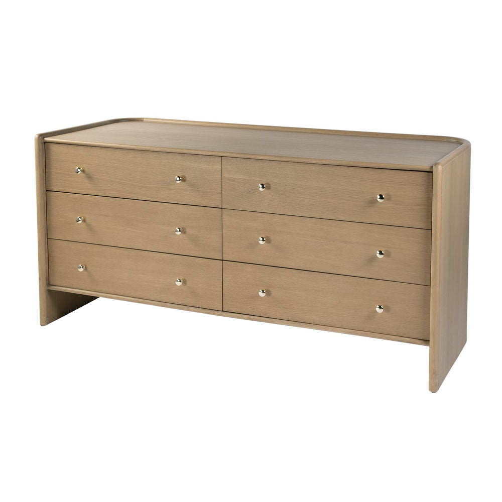 Butler Specialty Butler Colin 66" Wood Dresser With 6 Soft-close Drawers – Elegant Light Brown Storage Solution Light Brown Mdf,Pine,Plywood,Oak,Acacia 5984492-butler
