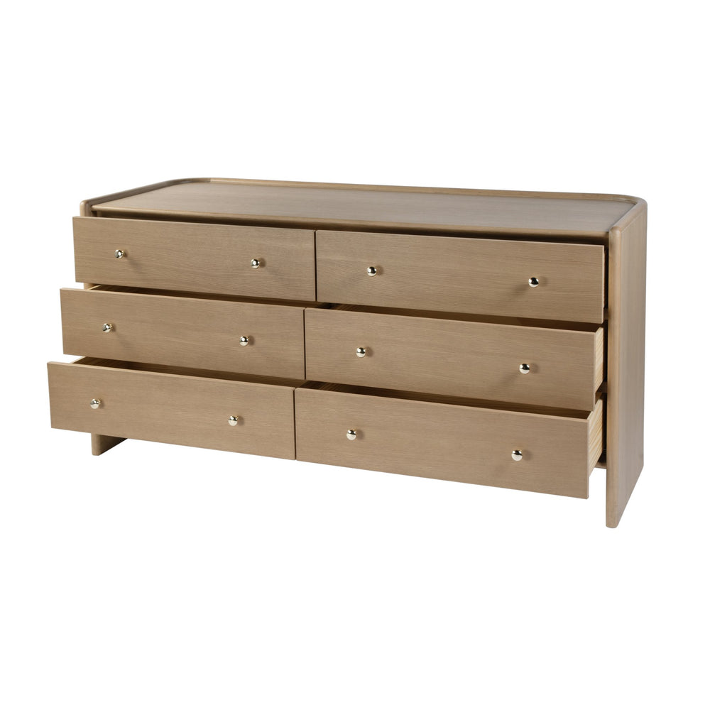 Butler Specialty Butler Colin 66" Wood Dresser With 6 Soft-close Drawers – Elegant Light Brown Storage Solution Light Brown Mdf,Pine,Plywood,Oak,Acacia 5984492-butler