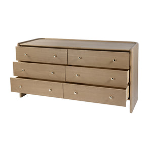 Butler Specialty Butler Colin 66" Wood Dresser With 6 Soft-close Drawers – Elegant Light Brown Storage Solution Light Brown Mdf,Pine,Plywood,Oak,Acacia 5984492-butler