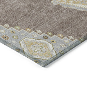 Homeroots 3' Black Gold And Gray Oriental Rug - Stylish Washable Indoor Outdoor Area Rug For Any Space 5' X 8' Polyester 598449