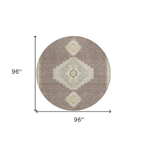 Homeroots 3' Black Gold And Gray Oriental Rug - Stylish Washable Indoor Outdoor Area Rug For Any Space 8' Round Polyester 598450