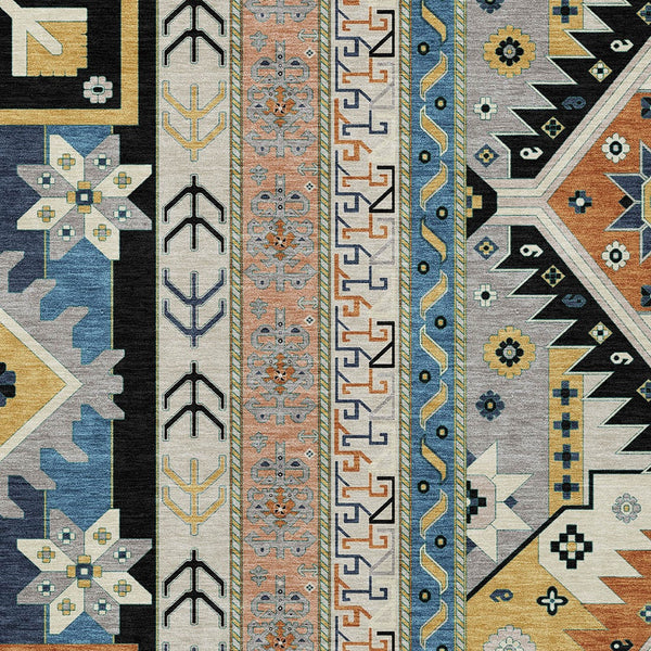 Homeroots 3' Black Ivory Copper Aztec Washable Indoor Outdoor Area Rug – Stylish, Durable, Easy Care Design 3' X 5' Polyester 598454