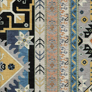 Homeroots 3' Black Ivory Copper Aztec Washable Indoor Outdoor Area Rug – Stylish, Durable, Easy Care Design 5' X 8' Polyester 598455