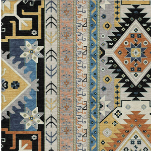 Homeroots 3' Black Ivory Copper Aztec Washable Indoor Outdoor Area Rug – Stylish, Durable, Easy Care Design 8' X 10' Polyester 598457