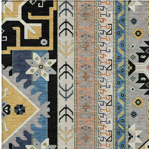 Homeroots 3' Black Ivory Copper Aztec Washable Indoor Outdoor Area Rug – Stylish, Durable, Easy Care Design 8' X 10' Polyester 598457